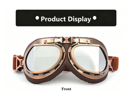 Retro Harley Bronze Motorcycle Helmet Goggles, Windproof Dustproof Off-Road Riding Glasses for Outdoor Cycling, Bronze Frame with Yellow Lens, Christmas Halloween Biker Gift