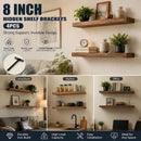 8" Black Hidden T Shelf Bracket 4Pcs w/ 5x60&5x80 Screws