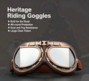 Classic Bronze Harley Motorcycle Protective Goggles, Wind Resistant Off-Road Cycling Glasses, Bronze Frame with Silver Mirror Lens, Outdoor Riding Gear, Christmas Halloween Motorbike Enthusiast Gift