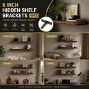 6" Black Hidden T Shelf Bracket 4Pcs w/ 5x60&5x80 Screws