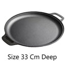 Deepened Double Handle Cast Iron Griddle, Thick Uncoated Iron Pan for Family BBQ & Indoor Cooking, 33cm Deep Griddle, Even Heat Distribution for Steaks & Veggies, Christmas & Halloween Practical Kitchen Gift