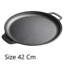 Large Double Handle Cast Iron Griddle Plate, Uncoated Thick Iron Pan for Big Batch Steak & BBQ Cooking, 42cm Griddle, Indoor & Outdoor Use, Christmas & Halloween Holiday Cookware Gift
