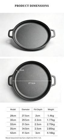 Large Double Handle Cast Iron Griddle Plate, Uncoated Thick Iron Pan for Big Batch Steak & BBQ Cooking, 42cm Griddle, Indoor & Outdoor Use, Christmas & Halloween Holiday Cookware Gift