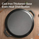 Large Double Handle Cast Iron Griddle Plate, Uncoated Thick Iron Pan for Big Batch Steak & BBQ Cooking, 42cm Griddle, Indoor & Outdoor Use, Christmas & Halloween Holiday Cookware Gift