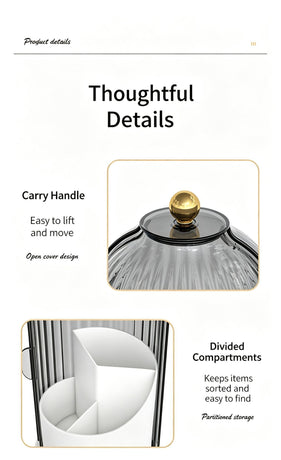 Spinning Birdcage Style Multi-Purpose Storage Caddy, Dustproof Compartment Container for Makeup, Pens, Toothpaste, Spoons, Knives & Forks, Transparent Green, Christmas & Halloween Dresser Present