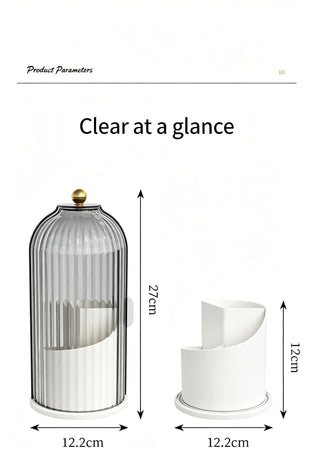 Rotatable Birdcage Desktop Storage Organiser, Dustproof Split Holder for Skincare Products, Stationery, Toiletries & Tableware, Transparent Grey, Christmas & Halloween Home Decor Gift