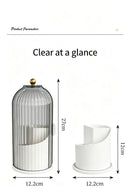 Rotating Birdcage Multi-use Storage Caddy, Dustproof Divided Organiser for Cosmetics, Cutlery, Toothbrushes & Stationery, Transparent White, 2 Pack, Christmas & Halloween Housewarming Gift
