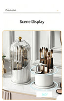 Rotatable Birdcage Vanity & Desktop Organiser, Dustproof Compartment Storage for Cosmetics, Stationery, Toothpaste, Knives, Forks & Spoons, Transparent Grey, 2 Pack, Christmas & Halloween Multi-scene Gift