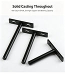 4" Nickel Hidden T Shelf Bracket 6Pcs w/ 5x60&5x80 Screws