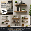 2" Black Hidden T Shelf Bracket 6Pcs w/ 5x60&5x80 Screws