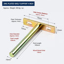 4" Color Zinc Hidden T Bracket 6Pcs w/ 5x60&5x80 Screws
