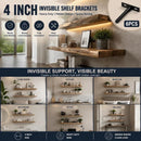 4" Black Hidden T Shelf Bracket 6Pcs w/ 5x60&5x80 Screws