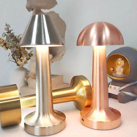 3-Color Dimmable LED Table Lamp Silver Dumbbell B Style, USB Charging Minimalist Metal Tap Light, Office Desk Eye-Caring Ambient Light, Great Christmas Present