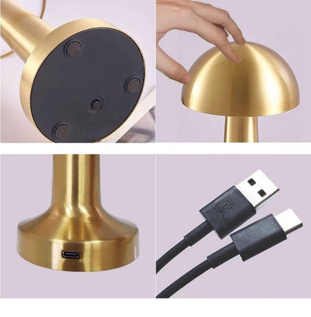 3-Color Dimmable LED Table Lamp Silver Dumbbell A Style, USB Rechargeable Versatile Simple, Desk Study Eye-Caring Light, Suitable for Christmas Gifting