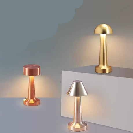 3-Color Dimmable LED Ambient Lamp Gold Dumbbell C Style, USB Charging Elegant Metal, Vanity Table Soft Fill Light, Nice Christmas Present