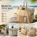 Beige Waterproof Travel Tote Large Capacity Beach Carry Bag