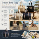 Dark Grey & Beige Waterproof Beach Tote 2 Pack Swim Travel Handbags