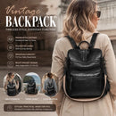 Black Retro European Style Women Backpack Multi Pocket Large Daily Bag