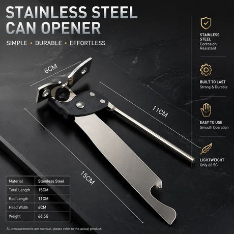 Simple Can Opener 2 Pack Stainless Steel Manual Kitchen Opening Tool
