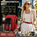 Red Elastic Canvas Golf Belt 125cm Woven Stretch Waist Strap For All Genders