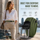 Army Green Elastic Stretch Canvas Belt 125cm Fashion Woven Golf Waist Strap