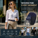 Navy Blue 125cm Canvas Waist Belt Elastic Woven Stretch Fashion Golf Strap