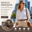 Coffee Khaki Color Block Canvas Belt 125cm Elastic Stretch Unisex Golf Strap