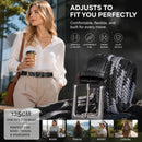 Double Black Grey Canvas Waist Strap 125cm Elastic Stretch Unisex Golf Belt