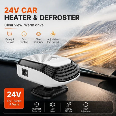 24V Black Truck Heater High Power Windshield Defrost Warmer