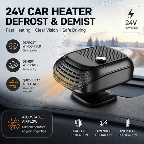24V White Truck Cab Heater Quick Windshield Defogging Warmer