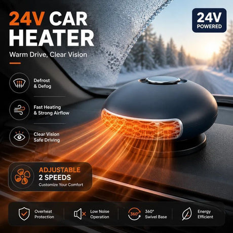 12V Black Gold Car Heater Fast Warm Windshield Defroster
