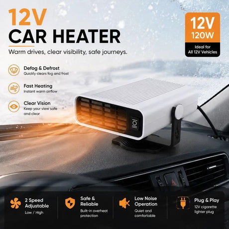 12V Black Auto Heater Universal Fast Warm Sedan Warmer