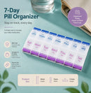 Portable Press 14 Compartment Pill Box Double Row Weekly Medicine Organiser 1Pc