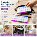 Press Type 14 Grid Tablet Storage Box Independent Compartments Travel Pill Case 2Pcs