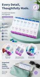 Press Type 14 Grid Tablet Storage Box Independent Compartments Travel Pill Case 2Pcs