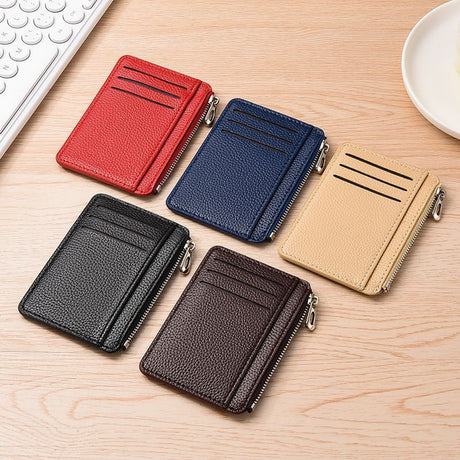 2Pcs 6 Slots Large Capacity Zipper Card Holder,Waterproof & Scratch Resistant,Compact-red