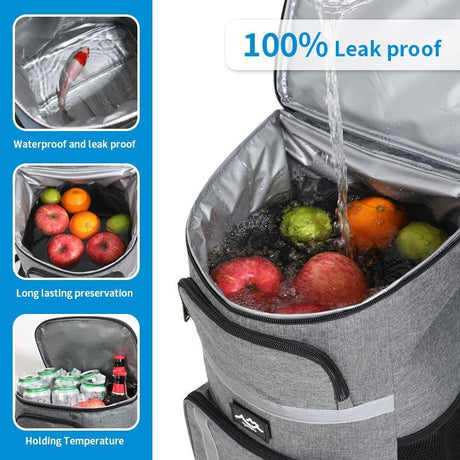 Outdoor Camping Insulated Cooler Backpack for Picnic Hiking (Black)