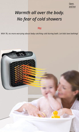 Gray Wall-Mounted Mini Space Heater, Compact Electric Fan Heater with Timer & Multiple Settings for Bedroom & Bathroom