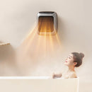 Gray Wall-Mounted Mini Space Heater, Compact Electric Fan Heater with Timer & Multiple Settings for Bedroom & Bathroom