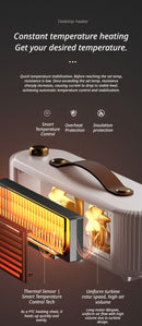 Green Desktop Space Heater for Home, Fast Heating Room Warmer for Bedroom, Whole-Room Heater Suitable for Home, Office, or Workplace