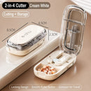 2pcs Cream White Pill Box with 1/2 & 1/4 Pill Cutter
