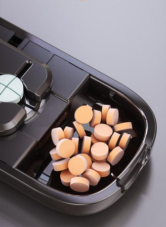 2pcs Cream White Pill Box with 1/2 & 1/4 Pill Cutter