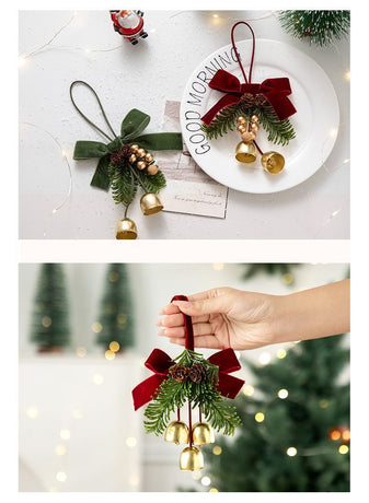 D6 Wood Strip Pinecone Double Bells Red 2 Pack