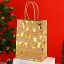 20Pcs Christmas Kraft Gift Bags, Gold Hot Stamping Reindeer, 15×8×21cm