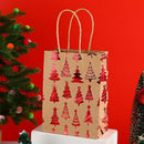 20Pcs Christmas Kraft Gift Bags, Red Gold Hot Stamping Christmas Tree, 15×8×21cm