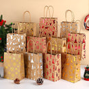 20Pcs Christmas Kraft Gift Bags, Red Gold Hot Stamping Reindeer, 15×8×21cm