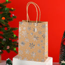 20Pcs Christmas Kraft Gift Bags, Silver Hot Stamping Snowflake, 15×8×21cm