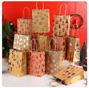20Pcs Christmas Kraft Gift Bags, Silver Hot Stamping Reindeer, 15×8×21cm