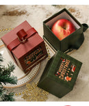 2pcs Square Christmas Apple Gift Box - Dark Green