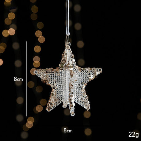2pcs 3D Five-pointed Star Christmas Ornament Props